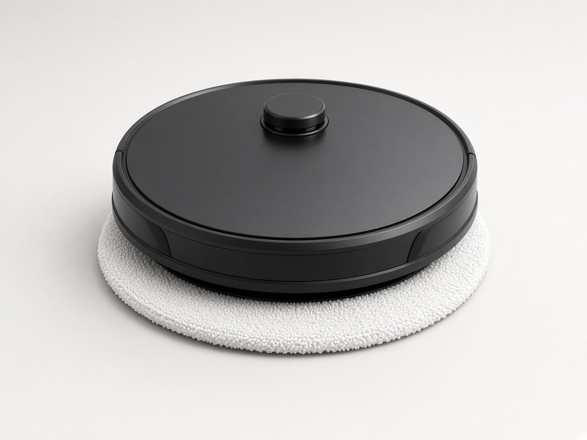 Robot aspirateur laveur noir avec serpillière